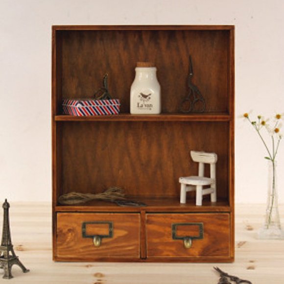 Apothecary Wood Drawer Desk Organizer, Jewelry box Organizer
